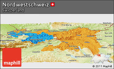 Political Panoramic Map of Nordwestschweiz, physical outside