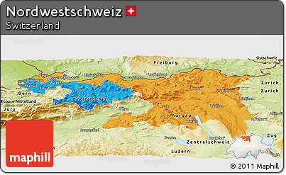 Political Panoramic Map of Nordwestschweiz, physical outside