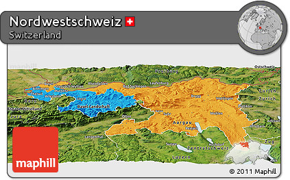 Political Panoramic Map of Nordwestschweiz, satellite outside