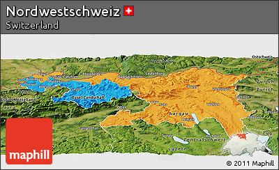 Political Panoramic Map of Nordwestschweiz, satellite outside