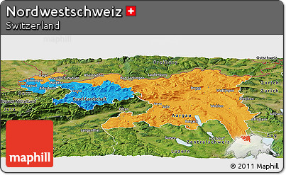Political Panoramic Map of Nordwestschweiz, satellite outside