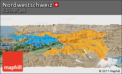 Political Panoramic Map of Nordwestschweiz, semi-desaturated