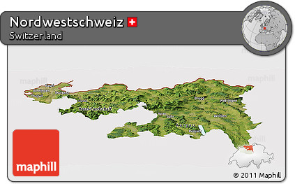 Satellite Panoramic Map of Nordwestschweiz, cropped outside