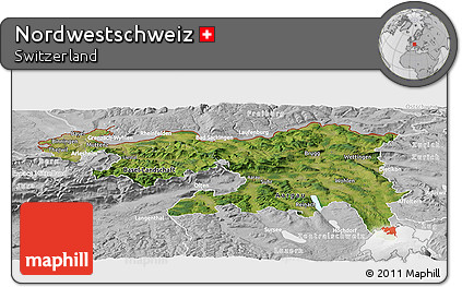 Satellite Panoramic Map of Nordwestschweiz, lighten, desaturated