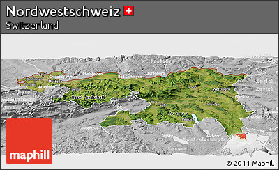 Satellite Panoramic Map of Nordwestschweiz, lighten, desaturated