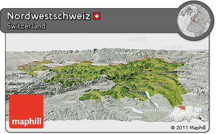 Satellite Panoramic Map of Nordwestschweiz, lighten, semi-desaturated