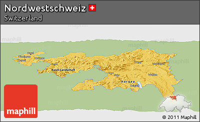 Savanna Style Panoramic Map of Nordwestschweiz, single color outside