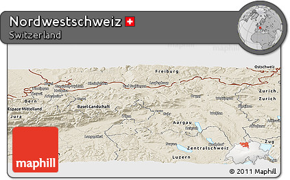 Shaded Relief Panoramic Map of Nordwestschweiz
