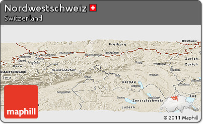 Shaded Relief Panoramic Map of Nordwestschweiz