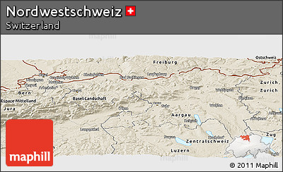 Shaded Relief Panoramic Map of Nordwestschweiz