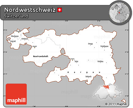Gray Simple Map of Nordwestschweiz, cropped outside
