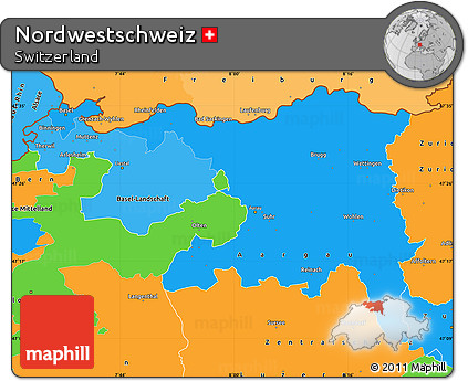 Political Shades Simple Map of Nordwestschweiz, political outside