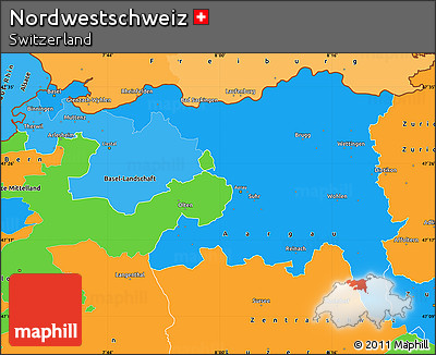 Political Shades Simple Map of Nordwestschweiz, political outside