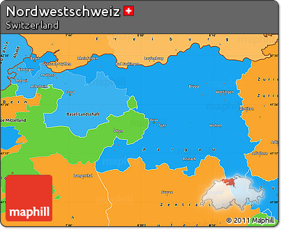 Political Shades Simple Map of Nordwestschweiz, political outside
