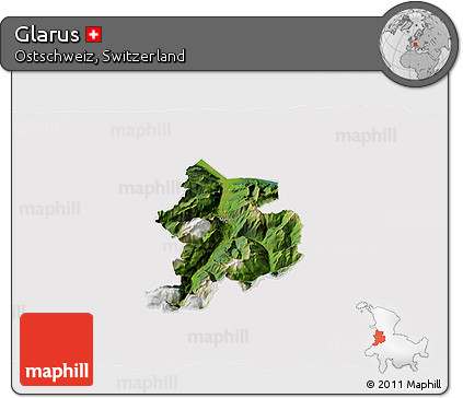 Satellite 3D Map of Glarus, cropped outside