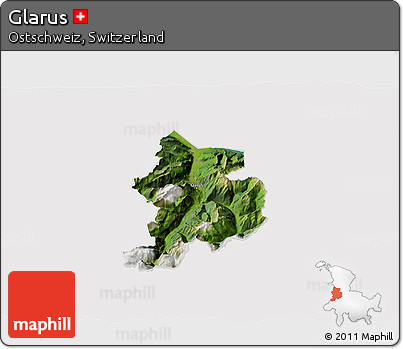 Satellite 3D Map of Glarus, cropped outside