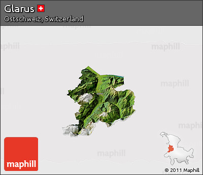 Satellite 3D Map of Glarus, cropped outside
