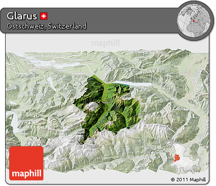 Satellite 3D Map of Glarus, lighten