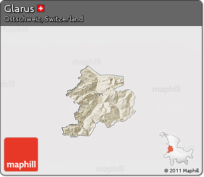 Shaded Relief 3D Map of Glarus, cropped outside