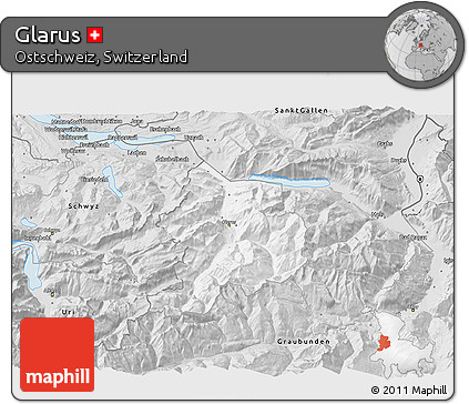 Silver Style 3D Map of Glarus