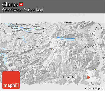 Silver Style 3D Map of Glarus