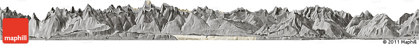 Shaded Relief Horizon Map of Glarus, darken, semi-desaturated