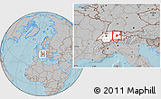Gray Location Map of Glarus, highlighted country, hill shading