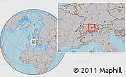 Gray Location Map of Glarus, hill shading