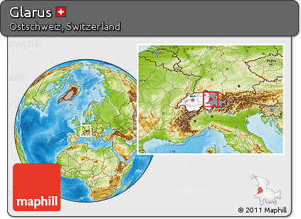 Physical Location Map of Glarus, highlighted country, highlighted parent region