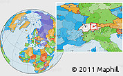 Political Location Map of Glarus, highlighted country, within the entire country