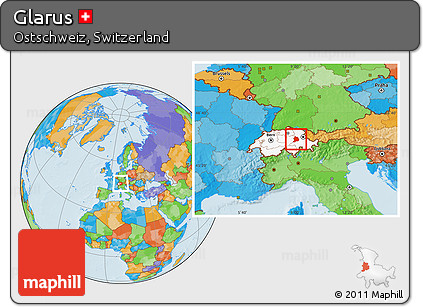 Political Location Map of Glarus, highlighted country