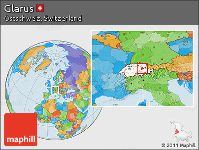 Political Location Map of Glarus, highlighted country