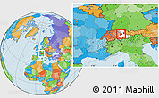 Political Location Map of Glarus, highlighted parent region, within the entire country