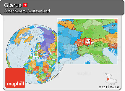 Political Location Map of Glarus, highlighted parent region