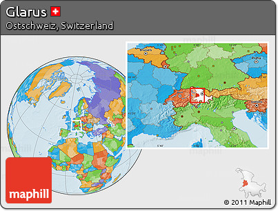 Political Location Map of Glarus, highlighted parent region