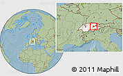 Savanna Style Location Map of Glarus, highlighted country, within the entire country, hill shading