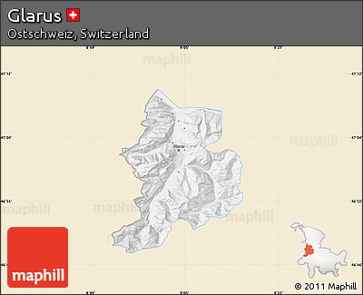 Classic Style Map of Glarus, single color outside