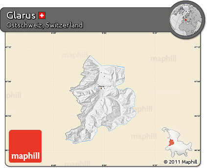Classic Style Map of Glarus, single color outside