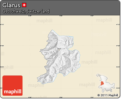 Classic Style Map of Glarus, single color outside