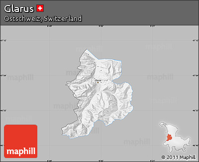 Gray Map of Glarus, single color outside