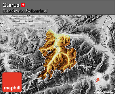 Physical Map of Glarus, desaturated