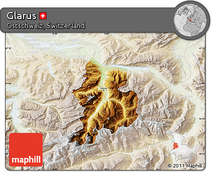 Physical Map of Glarus, lighten
