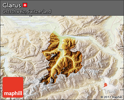 Physical Map of Glarus, lighten