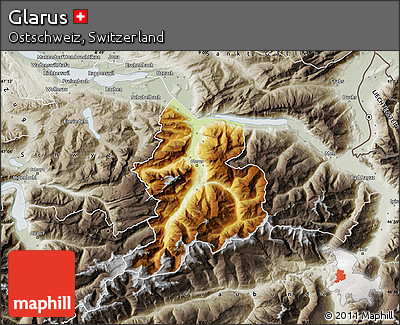 Physical Map of Glarus, semi-desaturated