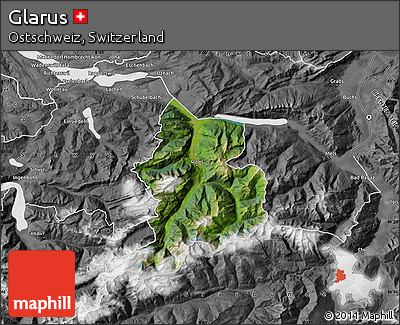 Satellite Map of Glarus, desaturated