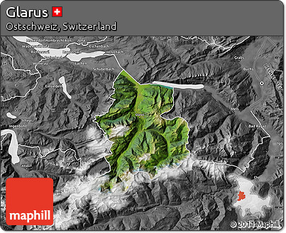 Satellite Map of Glarus, desaturated
