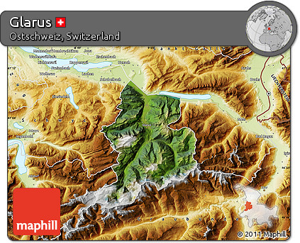 Satellite Map of Glarus, physical outside