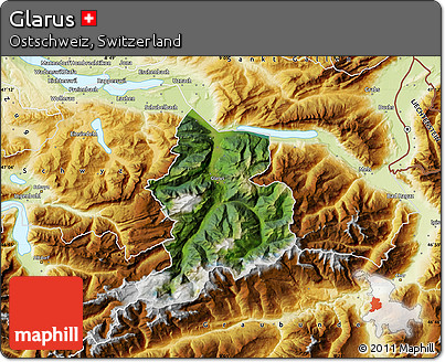 Satellite Map of Glarus, physical outside