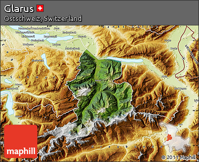 Satellite Map of Glarus, physical outside