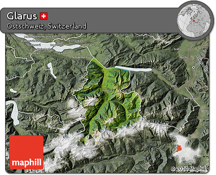 Satellite Map of Glarus, semi-desaturated